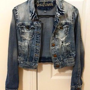 Distressed Acid Wash Blue Vintage Style Denim Waist Jacket